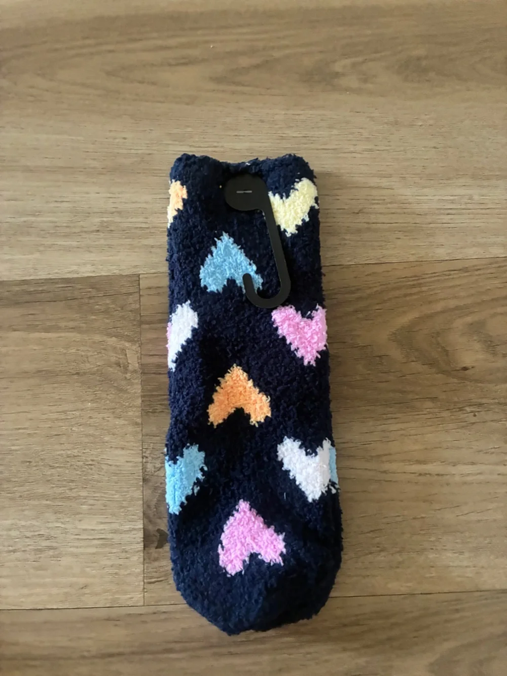 Old Navy Kids Fuzzy Heart Slipper Socks Navy Multi Color Non Slip NWT